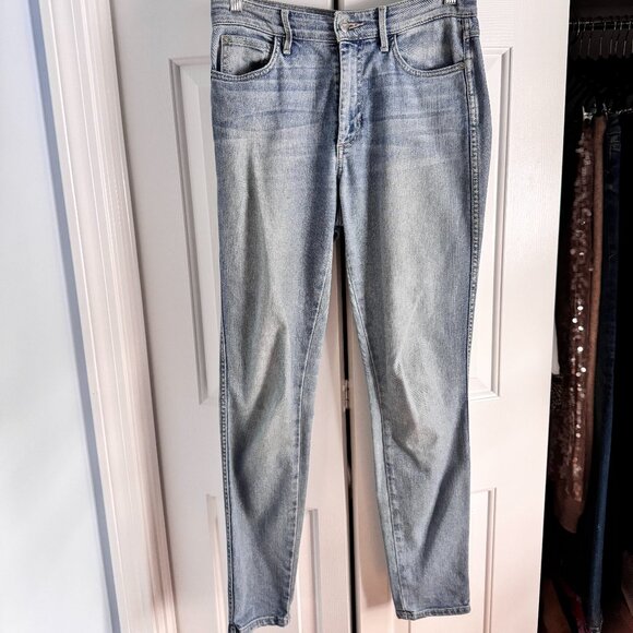 Guess 1981 Skinny Womens Size 27 Blue Denim Triangle Logo Mid Rise Jeans - Picture 1 of 5